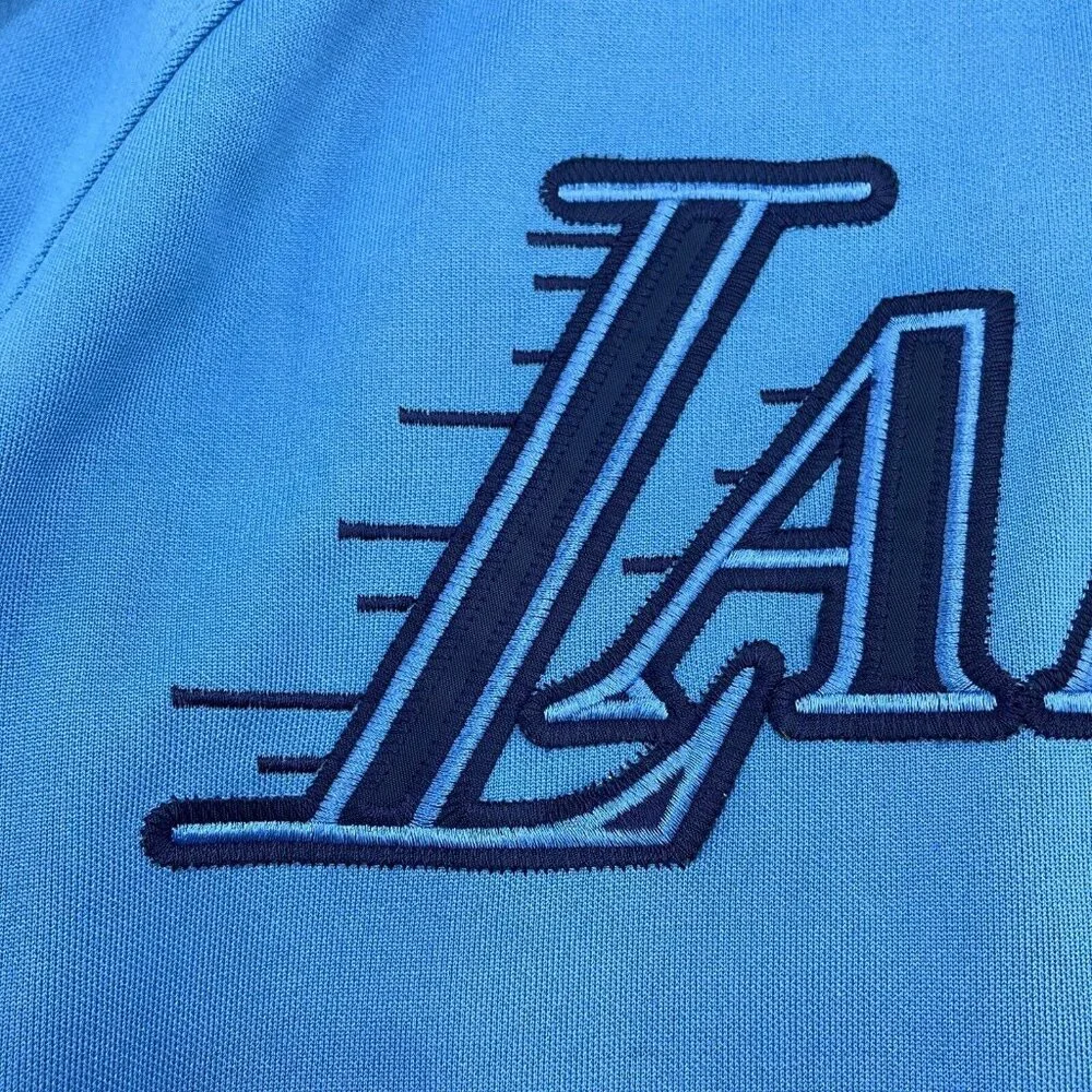 USG NBA Jacket Men Medium Blue LA LAKERS Spell Out‎ Colorblock Zip Y2K VTG